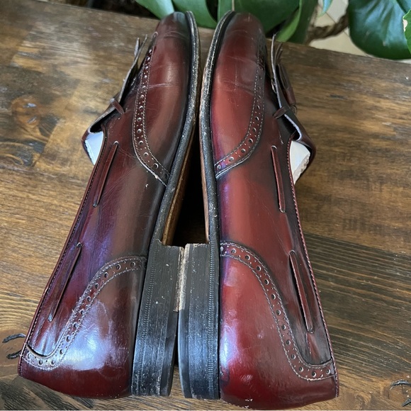 Salvatore Ferragamo LUCAS Wing Tip  Burgundy Leather Tasseled Kiltie Loafers 8 D - Picture 9 of 12